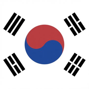 The image displays the South Korean flag, featuring the iconic red and blue Taegeuk symbol in the center surrounded by four black trigrams, representing the country whose lawmakers have proposed amendments allowing financial regulators to freeze crypto exchange accounts linked to illegal transfers.