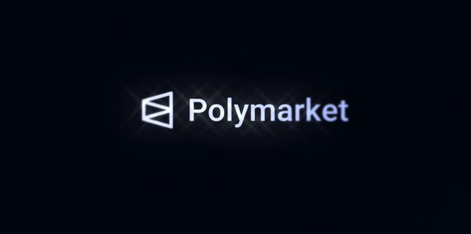 The image displays the Polymarket logo in white text and icon against a dark gradient background. It serves as a brand header for a post discussing Polymarket Perps and the platform's clean, user-friendly interface design.