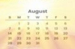 A close-up of an August calendar page rests on a soft, warm-toned surface, its grid of dates faintly blurred. The image of "August" pairs with the post's speculative price tiers for XRP, symbolizing the passage of time and anticipation as investors watch for the asset's projected move from retail accumulation to global financial infrastructure.