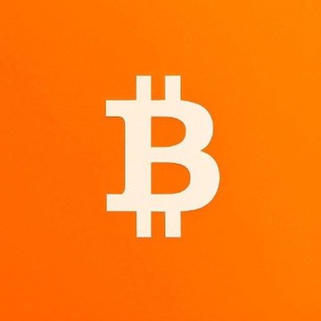 The Bitcoin logo featuring the white '₿' symbol on a bright orange background.