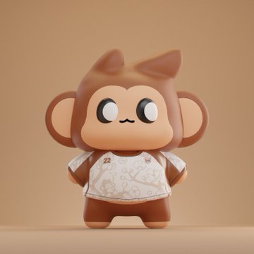 A 3D-rendered brown monkey character with a heart-shaped face wears a white jersey with floral patterns and a small "22" emblem, matching the post's promotion of Chimpi collectible jerseys paired with avatars.