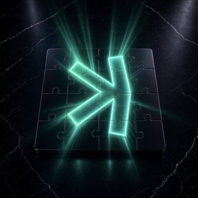 A glowing teal Bluetooth symbol made of puzzle pieces emitting light rays on a dark marbled surface.