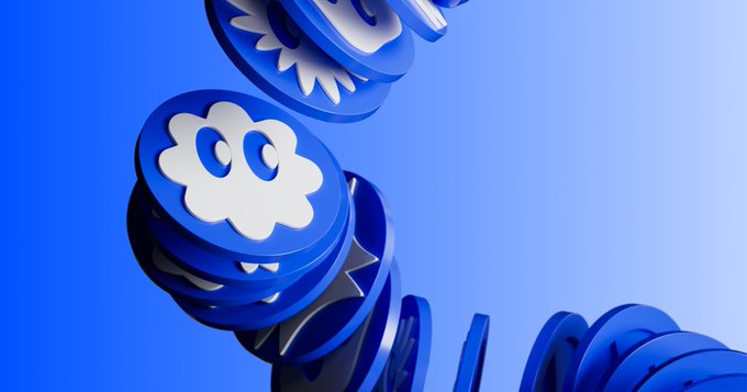 The image features a blue background with white circles stacked on top of each other, creating an interesting visual effect. The text "Base ekosistemi büyümeye hız kesmeden devam ediyor!" is displayed in the image, which seems to be related to Ethereum or blockchain technology. The post also mentions a Layer-2 network and the term "DeFi" as part of its content.