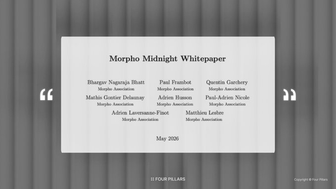 The image shows a poster for the Morpho Midnight Whitepaper, which was released on April 14th, 2016. The poster features a list of names along with some quotes from people who contributed to the whitepaper. The text "Morpho" and "midnight" are also visible in the image.