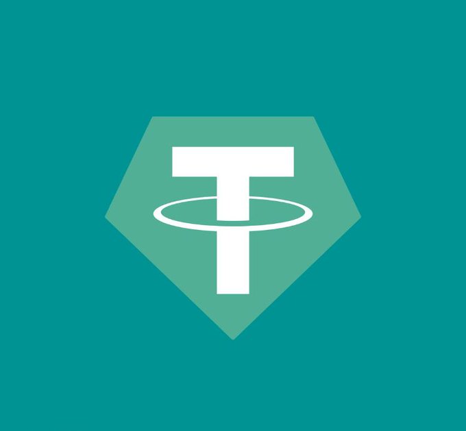 The Tether (USDT) logo, featuring a white 'T' inside a green diamond shape on a teal background.