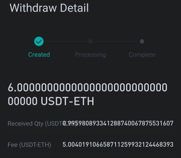 A BitMart withdrawal detail screen shows a 6 USDT-ETH transaction stuck at the "Created" stage, with only 0.9959808933412887 USDT received and an exorbitant fee of 5.0040191066587 USDT-ETH—highlighting the platform's withdrawal issues and excessive fees mentioned in the post.