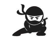 !!!STOP!!! character with a sword and mask, standing on all fours against a white background.