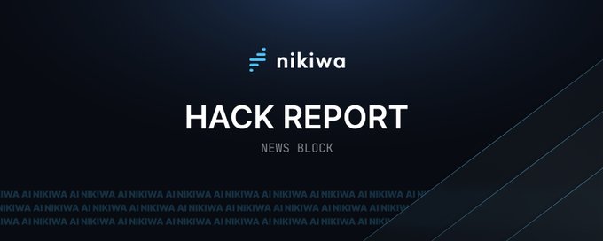 A graphic header with the text "HACK REPORT" and "NEWS BLOCK" alongside the Nikiwa logo, set against a dark blue background. The banner-style image serves as the title card for Nikiwa's report on a Gnosis Safe exploit involving a poorly designed permission check that allowed an attacker to drain approximately 2,900 aEthrsETH into rsETH.