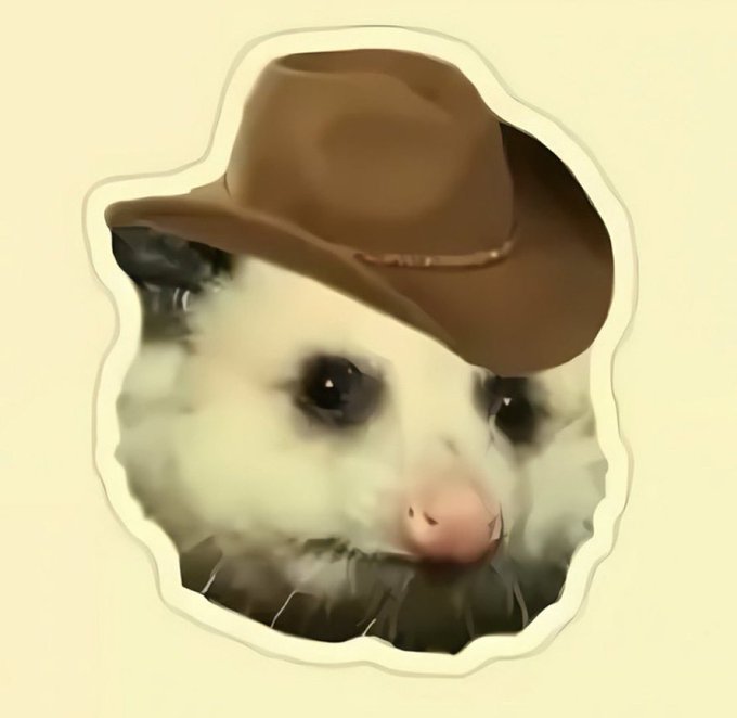 A chubby, smug-looking hamster wearing a brown cowboy hat is shown as a sticker, paired with the caption "uniswap position manager looks good here" to convey satisfied approval of a favorable chart setup.