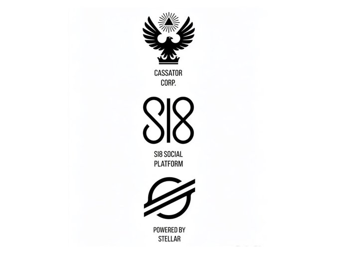 The image showcases a golden-crowned eagle logo for "CASSATOR CORP." with the stylized "SIB" emblem of the "SIB SOCIAL PLATFORM," and a Stellar cryptocurrency symbol noting the platform is "POWERED BY STELLAR."

This relates to the post by highlighting the Cassator Corporation brand behind Golden Bridge, indicating the staking and rewards initiative is built on the SIB Social Platform, which is powered by Stellar blockchain technology.