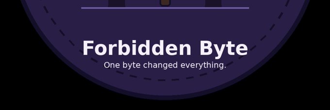 The image is a banner for the Solana token $BITE on Moby, featuring a purple circular design with a dashed border and the title "Forbidden Byte" above the tagline "One byte changed everything."