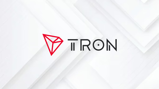 The image displays the TRON logo, featuring a red triangular diamond emblem alongside the word "TRON" in bold black text, set against a clean white geometric background. This branding aligns with the post's message about TRON Network's role in empowering financial inclusion for unbanked populations worldwide.