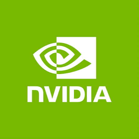 The NVIDIA logo displayed in white against a bright green background.