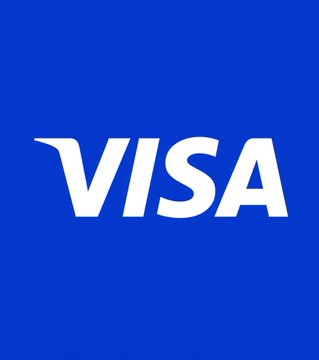 The Visa logo displayed in white text on a solid blue background.
