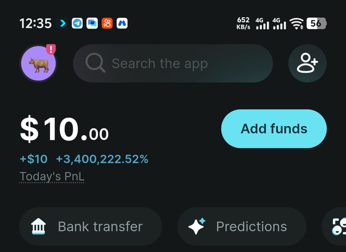 The image shows a phone screen displaying a bank transfer message from Bitget Wallet, which has been sent by someone named @Web3 Did Again. The message reads "10$ USDT" (for dollars), indicating that 10 US dollars have been transferred into the account of the person who sent the message. The phone is positioned in front of a computer screen with a clock showing 12:35 pm.