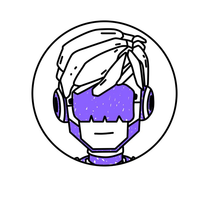 A stylized portrait of a person wearing over-ear headphones, with purple accents, is shown in a circular frame. The “rotation to ink chain” post suggests the image is a playful reference to the community or project, while asking @arjunsethi whether it is ready for next month; no readable names, numbers, or tickers appear in the artwork.