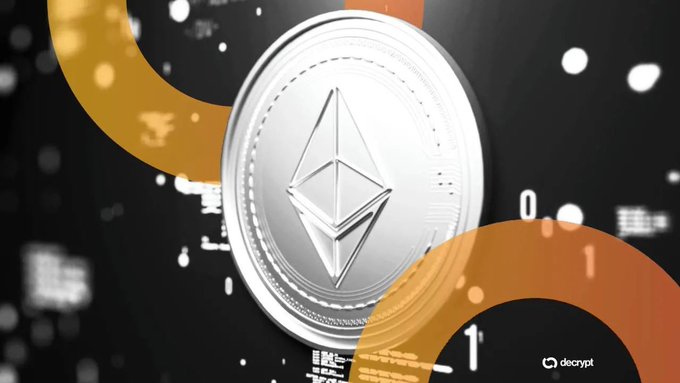Digital illustration of an Ethereum (ETH) cryptocurrency coin with the Decrypt logo in the bottom corner.