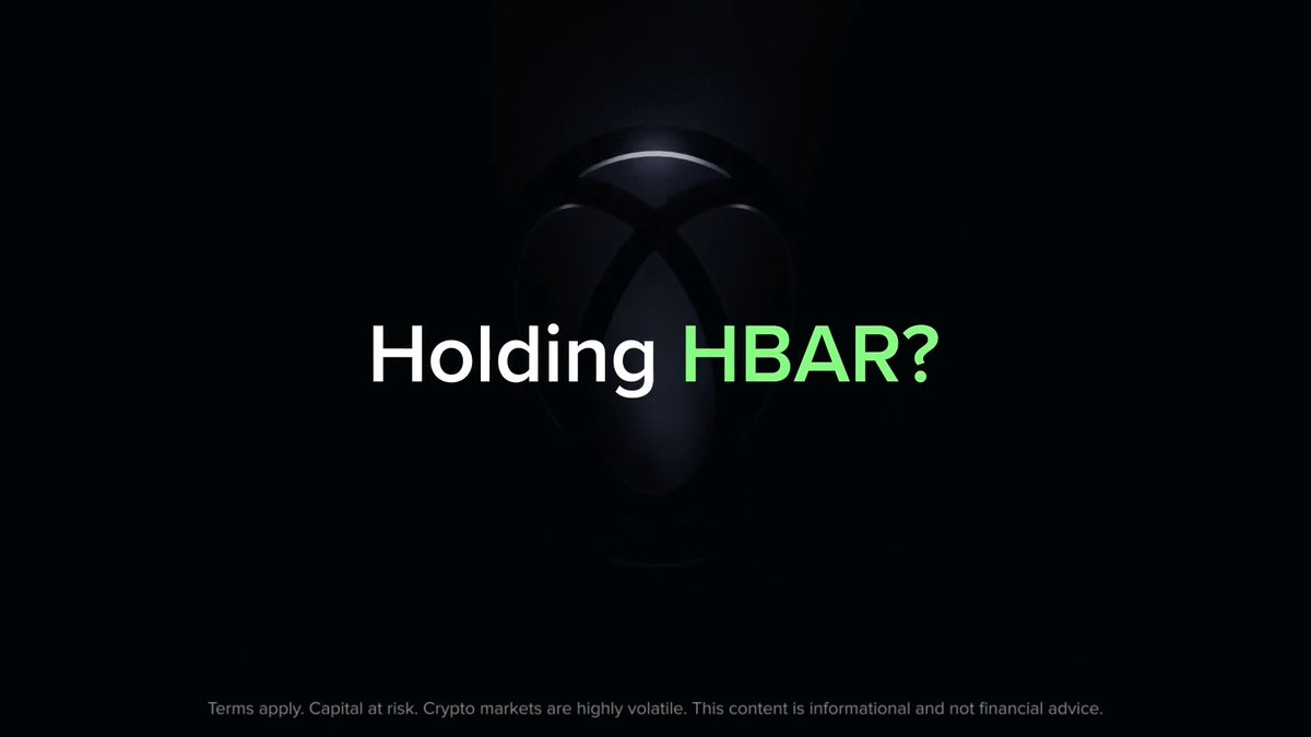 The image features a black background with white text that reads "holding hbar?". The text is in green, which stands out against the black background. Below this, there's an image of a lightbulb surrounded by a circle, with the words "HBAR" written around it. This design choice makes the text more prominent and visually appealing.
