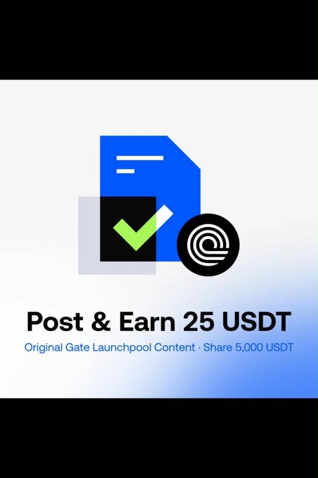 A promotional graphic for Gate Launchpool reading 'Post & Earn 25 USDT' with the subtext 'Original Gate Launchpool Content · Share 5,000 USDT'.