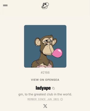 The image shows an advertisement for Ladyypape with a cartoon monkey as the main subject, wearing a pink skirt and blowing up a balloon. The post's description mentions the "Greatest club in the world" and includes information about its 5-year anniversary celebration on June 11, 2021. It also highlights that it has been searching for an Ape named Xocapé after stumbling across its 3D bunny ears. The image emphasizes Ladyypape as a unique concept, with its members sharing their experiences since joining the club in a celebratory post.