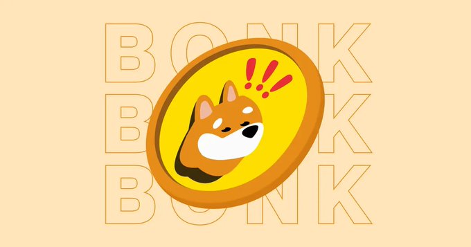 The image features the Bonk (BONK) logo, a circular emblem with a Shiba Inu dog and exclamation marks, set against a peach background with the word "BONK" repeated in outlined text—visually representing the meme coin at the center of the $20 million treasury exploit.