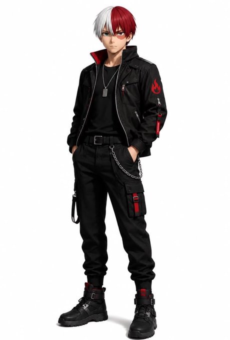 A stylized anime character with half-white, half-red hair stands confidently in an all-black outfit featuring a tactical jacket with red accents, dog tags, chain details, and combat boots, embodying a sleek and edgy aesthetic.

The post discusses River4fun and its focus on usability with satUSD for cross-chain functionality, which doesn't directly relate to the anime character image shown.