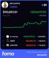 The image shows a screenshot of a crypto trading dashboard featuring the $PEPE token on Fomo, displaying a current price of $0.00001091 with a +934.62% gain and an account balance of 9,417,832 tokens. The accompanying post celebrates the success of a smaller trader who built significant profits through conviction and consistency rather than relying on a large following or insider cabals.
