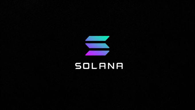 The Solana logo featuring a gradient teal-to-purple three-line icon above the white text 'SOLANA' on a black background.