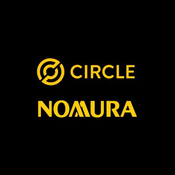 The image features the Circle and Nomura logos in yellow on a black background, signaling a partnership between the USDC issuer Circle and the Japanese financial services giant Nomura—highlighting Circle's stablecoin expansion into Japan, as referenced in the post about $USDC's growing presence in the Japanese market.