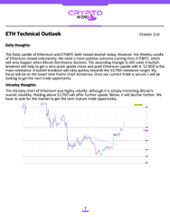 Slide titled 'ETH Technical Outlook' dated October 2nd, discussing the daily roulette of Ethereum and predicting price movements between $3,800 and $4,500.