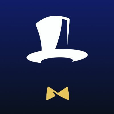 The image features a minimalist graphic of a white top hat and a yellow bowtie against a dark navy blue background, symbolizing a wealthy gentleman or "millionaire" theme. This visual ties into the accompanying giveaway post, which asks users to tag a "millionaire friend" to participate in a $100 $SOL cryptocurrency giveaway.