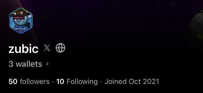 A screenshot of a Zubic NFT profile (50 followers, 10 following, joined October 2021) with a cowboy-themed hexagonal PFP displayed, connecting to the post about the new hexagonal profile picture feature on the OpenSea mobile app.