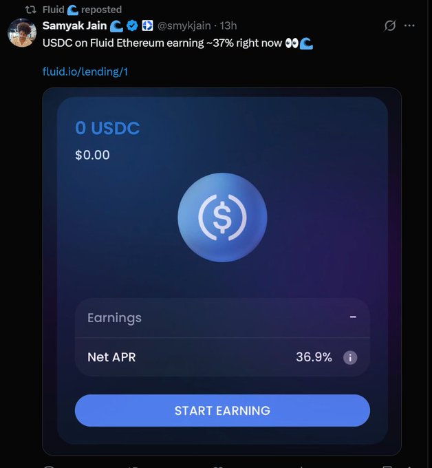 The image shows a post on Twitter by someone named Samyak Jain that focuses on a topic related to earning money through cryptocurrency. The post seems to be discussing the recent repayment of a Cryptocurrency lending app, which the user decided to send their earnings. It is important to note that this app is not based in the USA and does not accept USDC as payment. The post also mentions that the lending app is experiencing a surge in popularity due to rising cryptocurrency lending rates, indicating increased interest from users seeking alternative means of securing loans through digital assets.