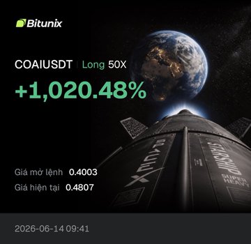The image features a rocket ship flying through space, with Earth visible in the background. The caption of the image reads "Market mùa này luôn biết cách trước đã khó mà market toàn hành anh em ra bã :) $COAI tăng vs giảm không đoán trước đân hýnem". The image is accompanied by a post that provides information about the rocket ship and its location in space.