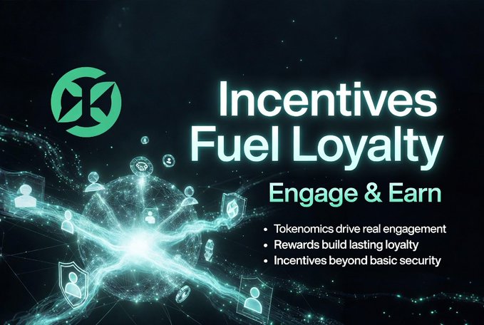 The image is a promotional graphic with a dark, tech-inspired background featuring interconnected nodes and shield icons, displaying the headline "Incentives Fuel Loyalty" with the subheading "Engage & Earn." Three bullet points highlight: "Tokenomics drive real engagement," "Rewards build lasting loyalty," and "Incentives beyond basic security," alongside the Canopy Network logo in the upper left corner, visually reinforcing the post's message about how incentive structures—beyond just security features—are key to driving genuine user engagement on networks like @CNPYNetwork.