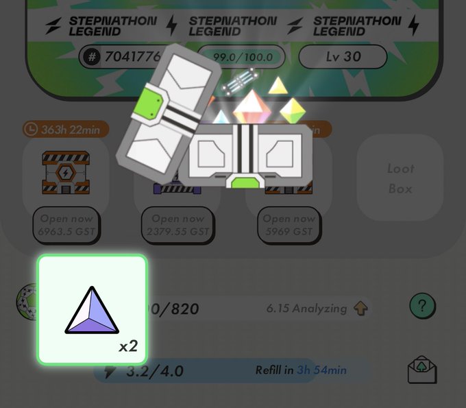 The image shows a screenshot of an app screen with a green triangle icon, which appears to be a game or puzzle. The text "Stepniphanthon Legend" can also be seen in the image. The background of the image is white, and there are several icons displayed on it as well.