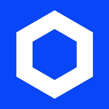 A blue logo featuring a white hexagon outline on a solid blue background, representing Chainlink's branding imagery. The icon visually reinforces the post's focus on $LINK derivatives activity and rising open interest in Chainlink's market.