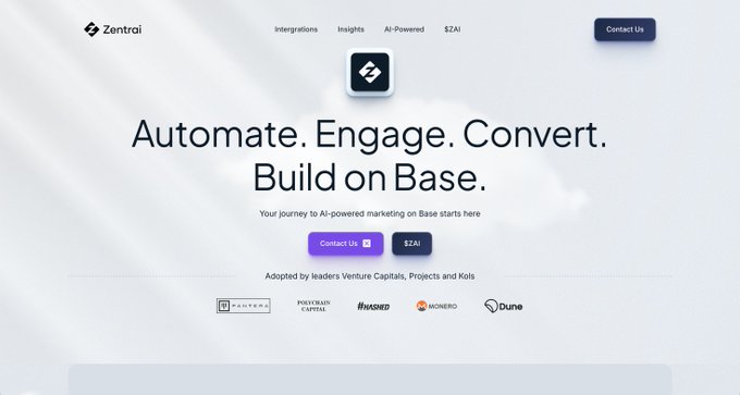 The image features a website design for an AI-powered marketing automation platform named Zenchai.xyz that helps build and optimize marketing campaigns using automated approaches. It allows users to engage with ads, personalize outreach messages, and gather real-time insights about campaign performance. The website also offers solutions for integrating different marketing channels seamlessly across various platforms. The image is aligned towards a post discussing the AI-powered marketing automation platform Zenchai.xyz.