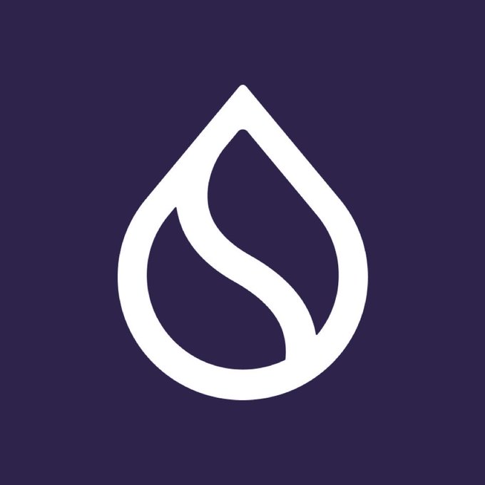 A stylized white water drop logo on a deep purple background, representing the Sui blockchain brand, accompanies the "Good morning CT and $Sui community" message as its official visual identity.
