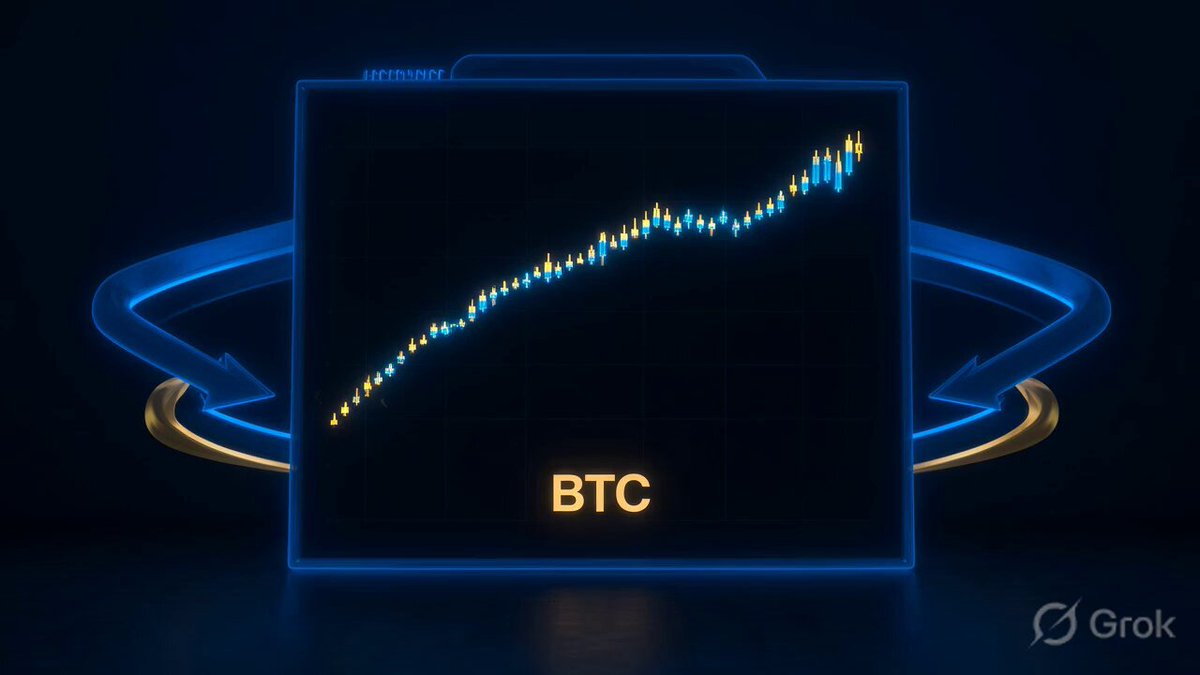 The image features a neon blue computer screen displaying an animation of Bitcoin prices changing over time with a green line. The line shows steep increases that start at the bottom left corner of the screen and extend upwards, reaching the top right area before gradually decreasing in intensity towards the center-right side. Above this animated display, there is an arrow pointing to the top left corner of the screen. A blue box located in the top right corner features a text reading "BITCO" against a white background. The caption below the image reads "THE GREAT ROTATION IS IGNITING — EARLY ALTSEASON !!!"