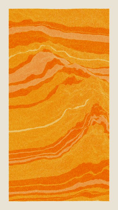 Close-up of an orange textured surface with wavy layered patterns resembling a topographic map or marble texture.