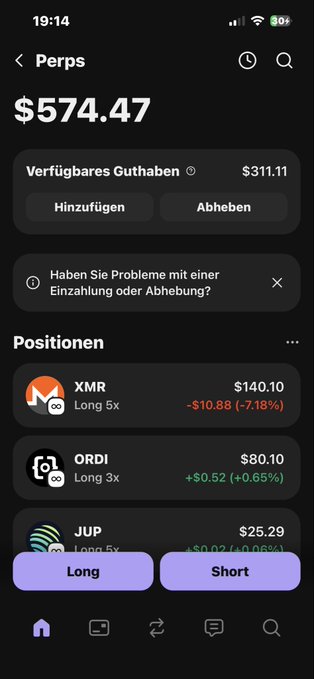 The image shows a black screen with white text that appears to be from a mobile device. On the screen, there are several icons representing different cryptocurrency platforms or trading services. A question mark is displayed, possibly asking about the user's preferences for these cryptocurrency trading platforms or their current investment status. The background of the image is light-colored, which helps draw attention to the text on the screen and make it easy to read.