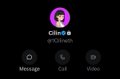 A dark interface screen shows a user profile labeled 'Ollie' with 'erc20eth' beneath it, along with 'Message', 'Call', and 'Video' navigation options.