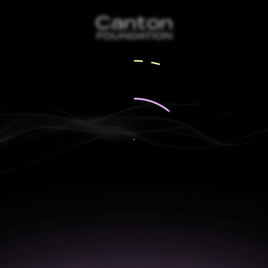 The image shows a close-up view of a black background with white lines, which appear to be wavy or zigzag patterns. The text "Canton Foundation" is written above these lines, indicating that this is an advertisement for a Canton Foundation. The focus on the image and its content suggests that it might be related to the Canton Foundation's offerings or services.