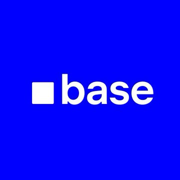 The image features a large logo consisting of two squares side by side with the word "base" written between them in white capital letters against a blue background. The text is positioned centrally within each square, making the logo easily visible. Below the logo, there is additional text that reads: "AGENTIC PAYMENTS ON BASE JUST CROSSED 100 MILLION TRANSFERS Transfers above $1 now account for 95% of AI agent payment value on Base, up from near-zero in mid 2025, per Chainalysis." The relative positions of the logo and text create a balanced and prominent visual element.