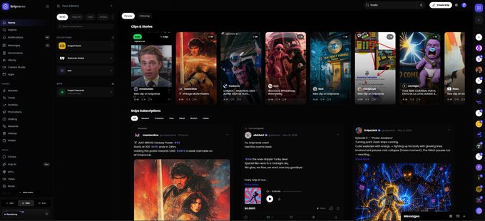 xtracker's social media dashboard displays a grid of movie and music recommendations, with a purple header and black background.