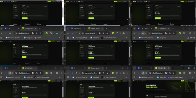 A collage of nine browser screenshots showing various DGM scores (ranging from 3.04 to 3.41) displayed in dark mode on a digital interface.