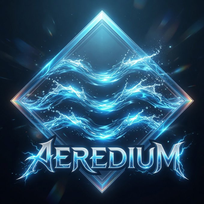 The image features an electronic billboard with a logo that reads "Aerodium" written in a fancy cursive font, surrounded by blue water waves. The background of the image is black, which contrasts with the white text and blue water waves. Below the logo, there's some text that says "Focus on what is in the image and how it relates to the post".