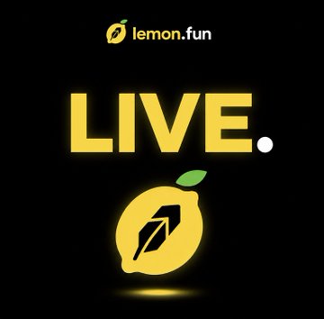 The image features a glowing yellow lemon graphic and the text "lemon.fun" at the top, with a bold "LIVE." announcement centered above a stylized lemon logo — visually emphasizing the launchpad's activation. It ties directly to the post by signaling that Lemon.fun's token launchpad is officially live on Robinhood Chain via SushiSwap.