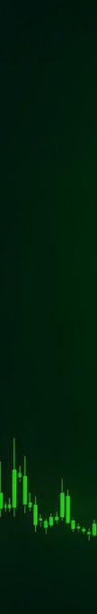 A green candlestick price chart displayed against a dark background.